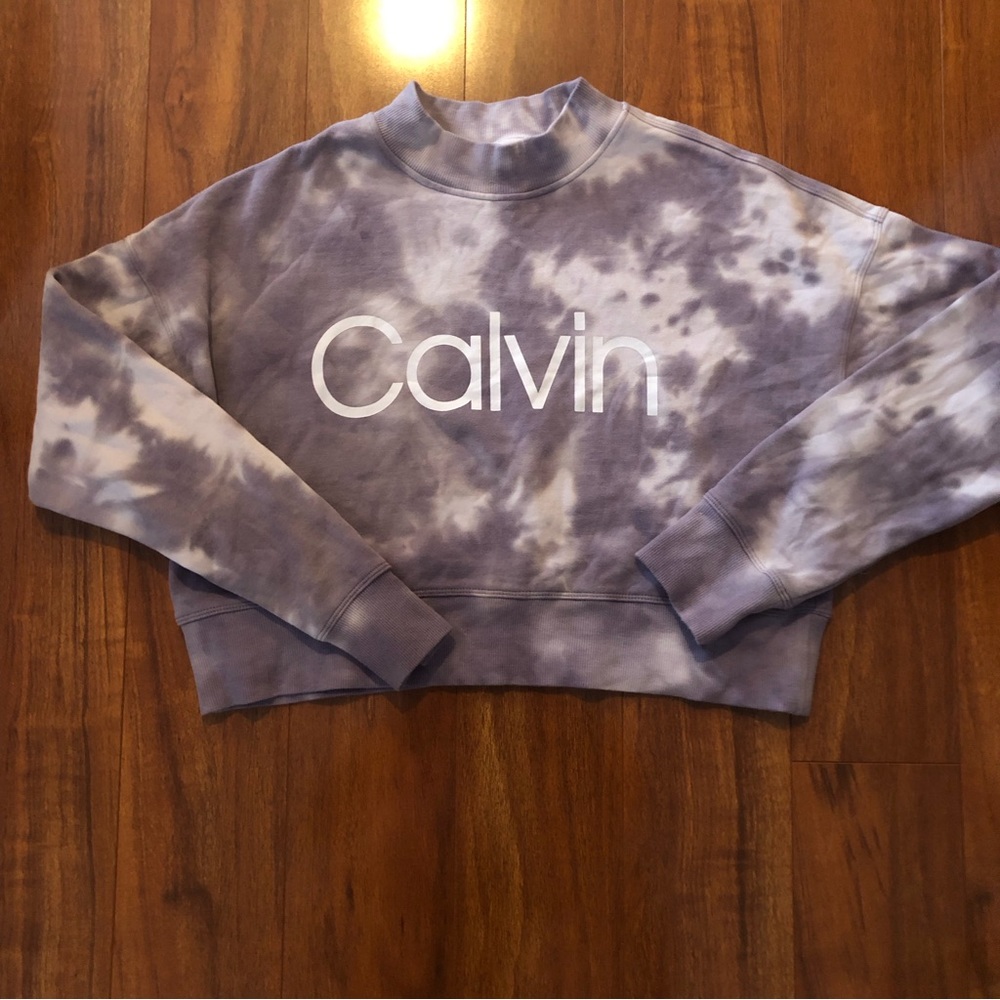 Calvin Klein Crop crew neck sweatshirt tie dye